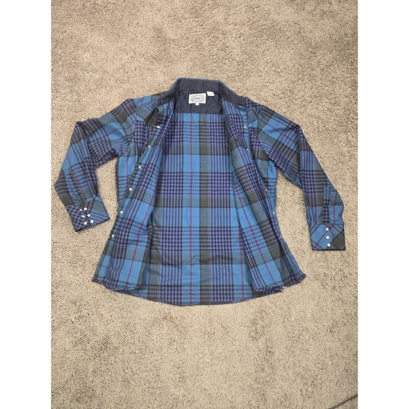 ATB Authentic Western Mens Pearl Snap‎ Long Sleeve Blue Shirt 17 Collar 34/35 - Picture 2 of 10